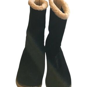 Black Suede Boots with Faux Fur Lining